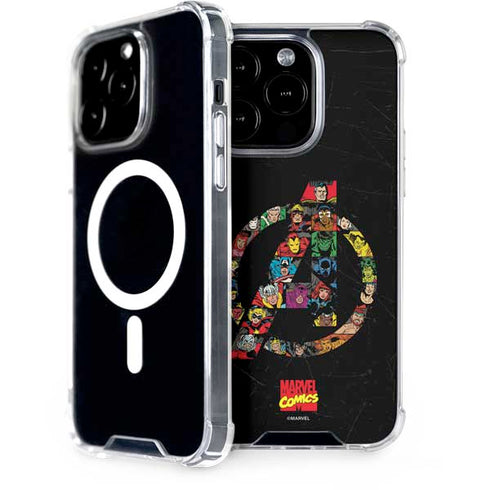 Marvel Classic Comics Avengers Logo iPhone 15 Pro MagSafe Case